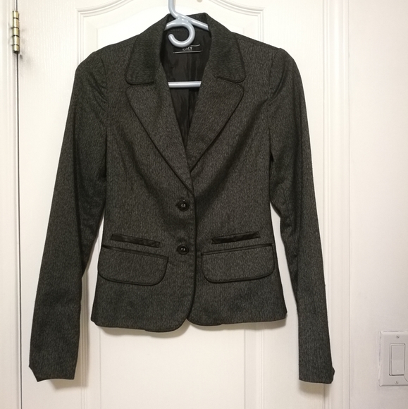 0 Suzy Shier Tweed Satin Blazer 2 Pockets - Picture 1 of 4